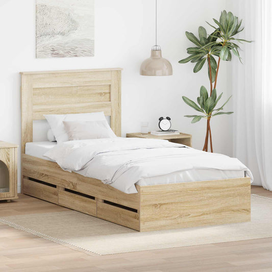 Struttura del letto con cassetto Rovere Sonoma 100 x 200 cm