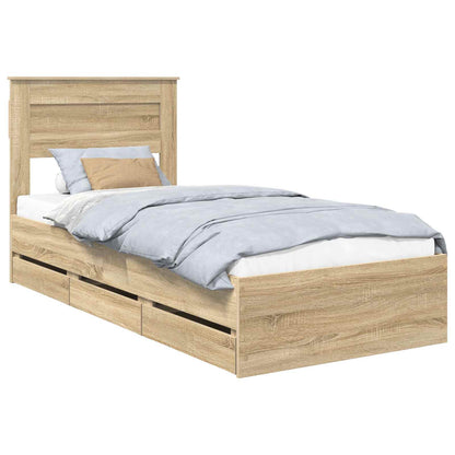 Struttura del letto con cassetto Rovere Sonoma 100 x 200 cm | homemem39