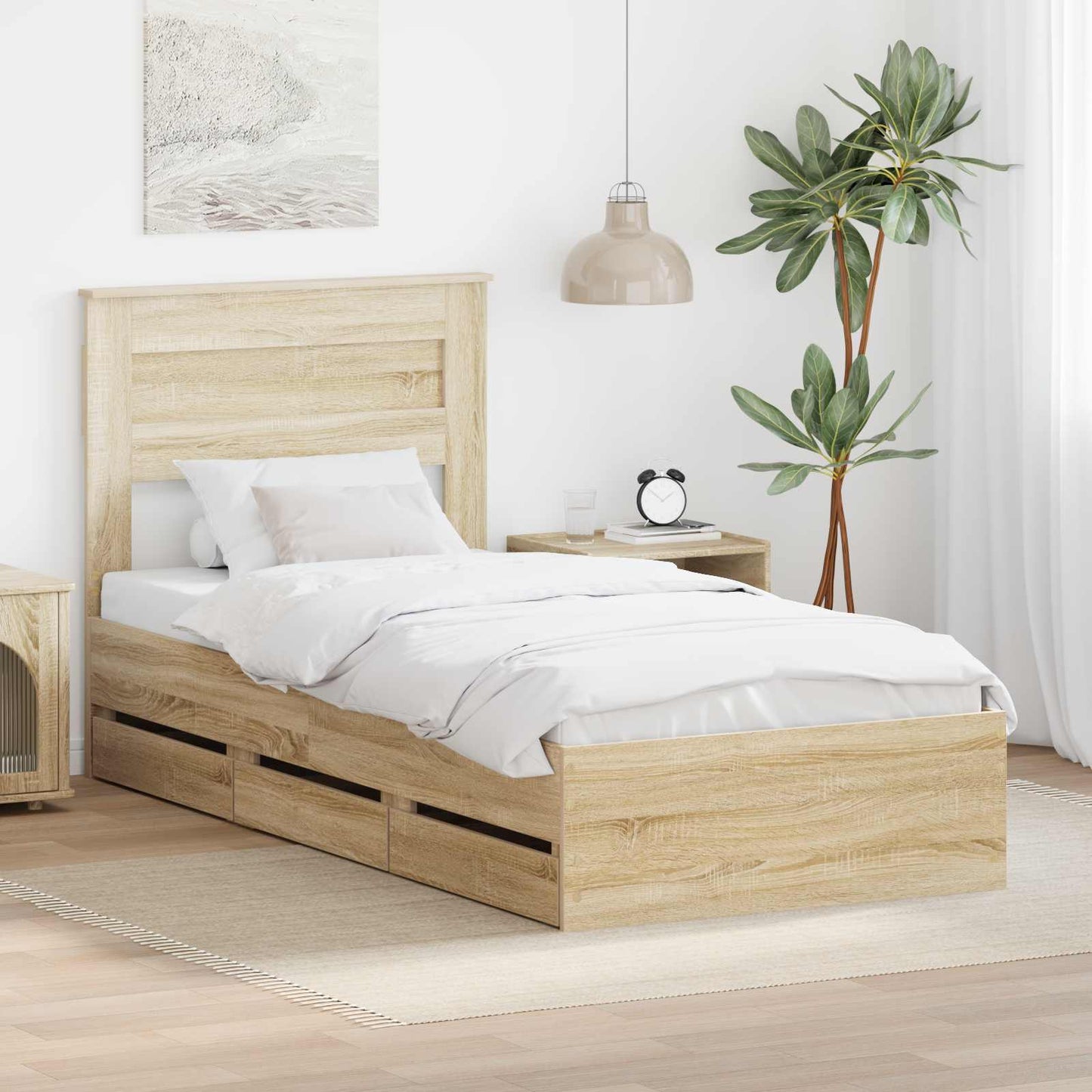 Struttura del letto con cassetto Rovere Sonoma 90 x 200 cm
