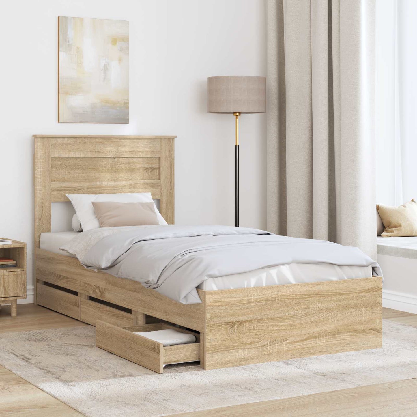 Struttura del letto con cassetto Rovere Sonoma 90 x 200 cm