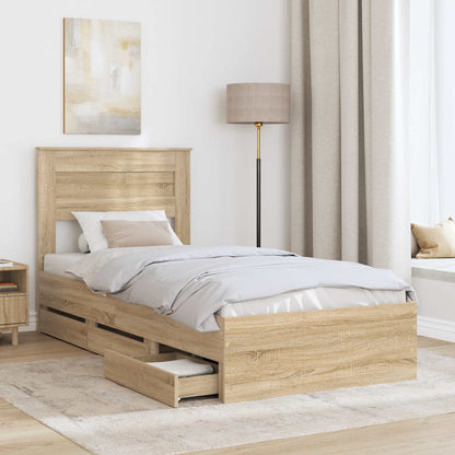 Struttura del letto con cassetto Rovere Sonoma 90 x 200 cm