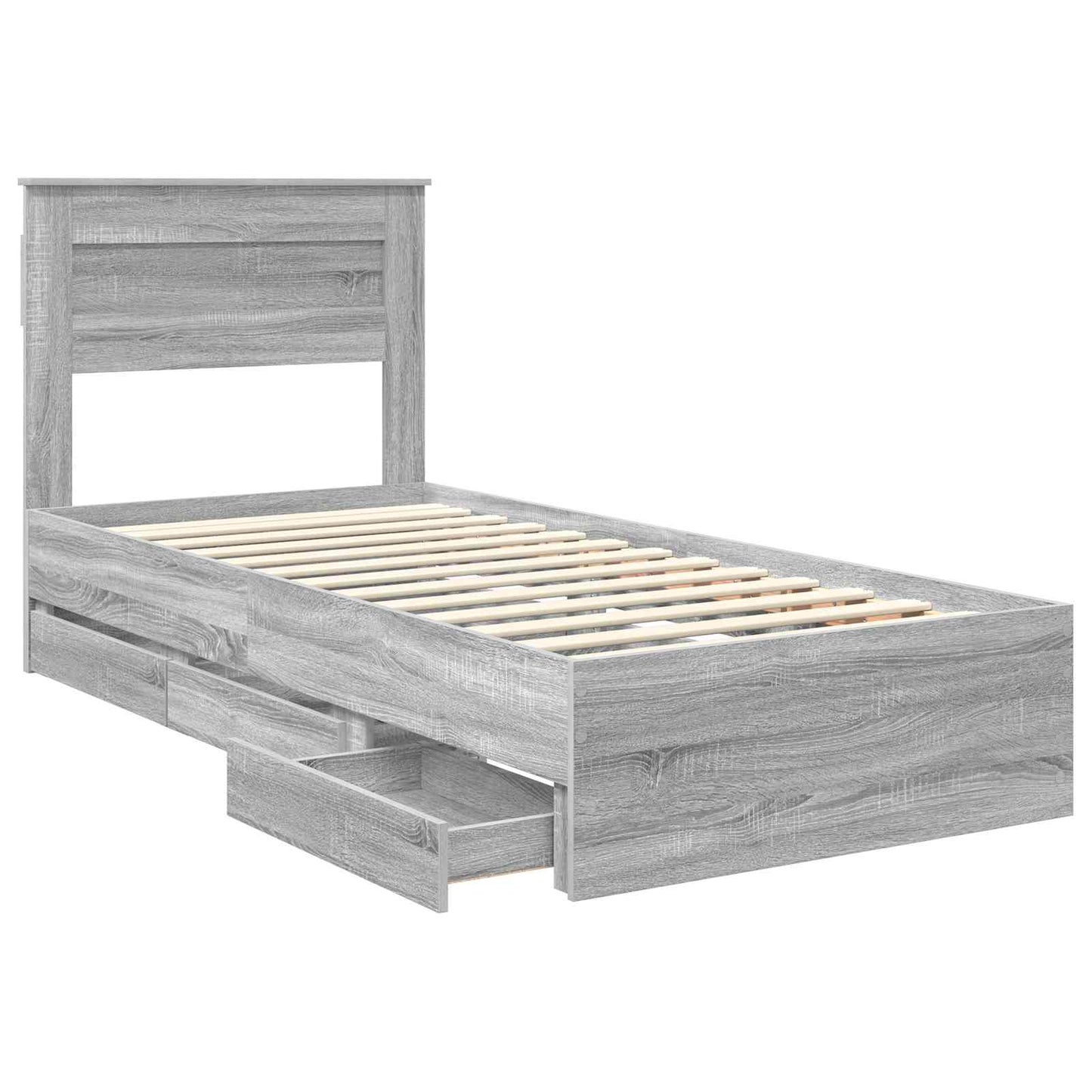 Struttura del letto con cassetto Grigio Sonoma 90 x 200 cm | homemem39