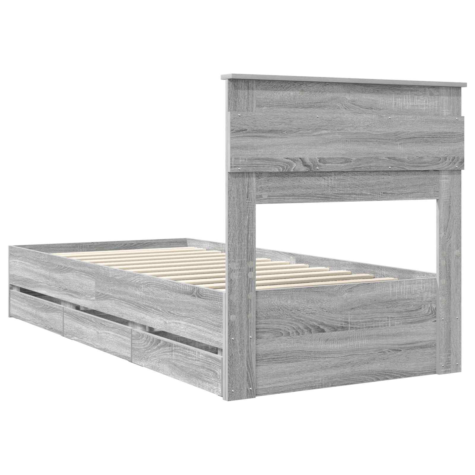 Struttura del letto con cassetto Grigio Sonoma 90 x 200 cm | homemem39