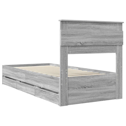 Struttura del letto con cassetto Grigio Sonoma 90 x 200 cm | homemem39