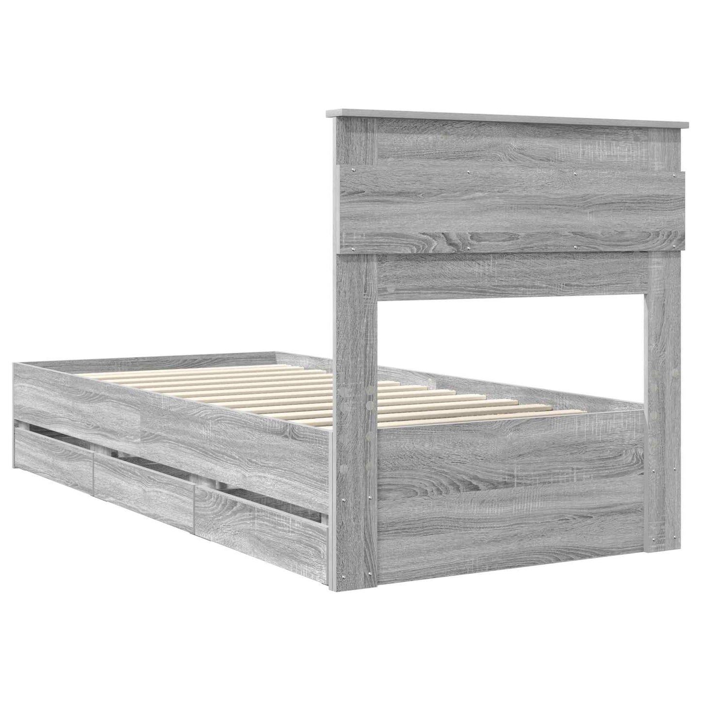 Struttura del letto con cassetto Grigio Sonoma 90 x 200 cm