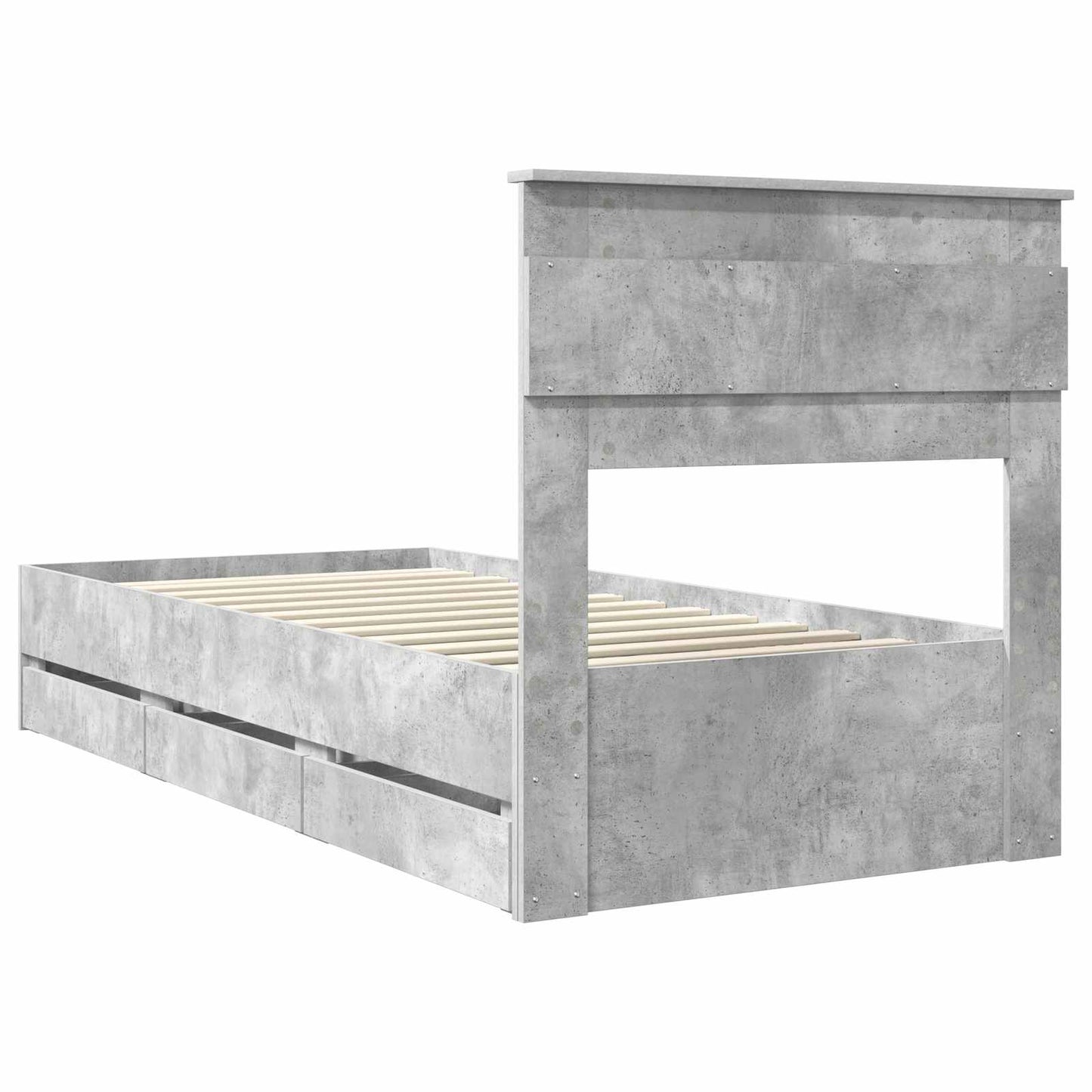 Struttura del letto con cassetto Grigio cemento 75 x 190 cm | homemem39