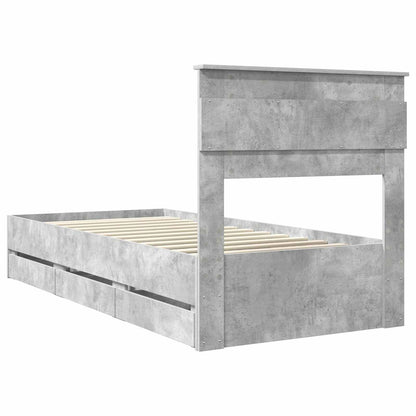 Struttura del letto con cassetto Grigio cemento 75 x 190 cm | homemem39