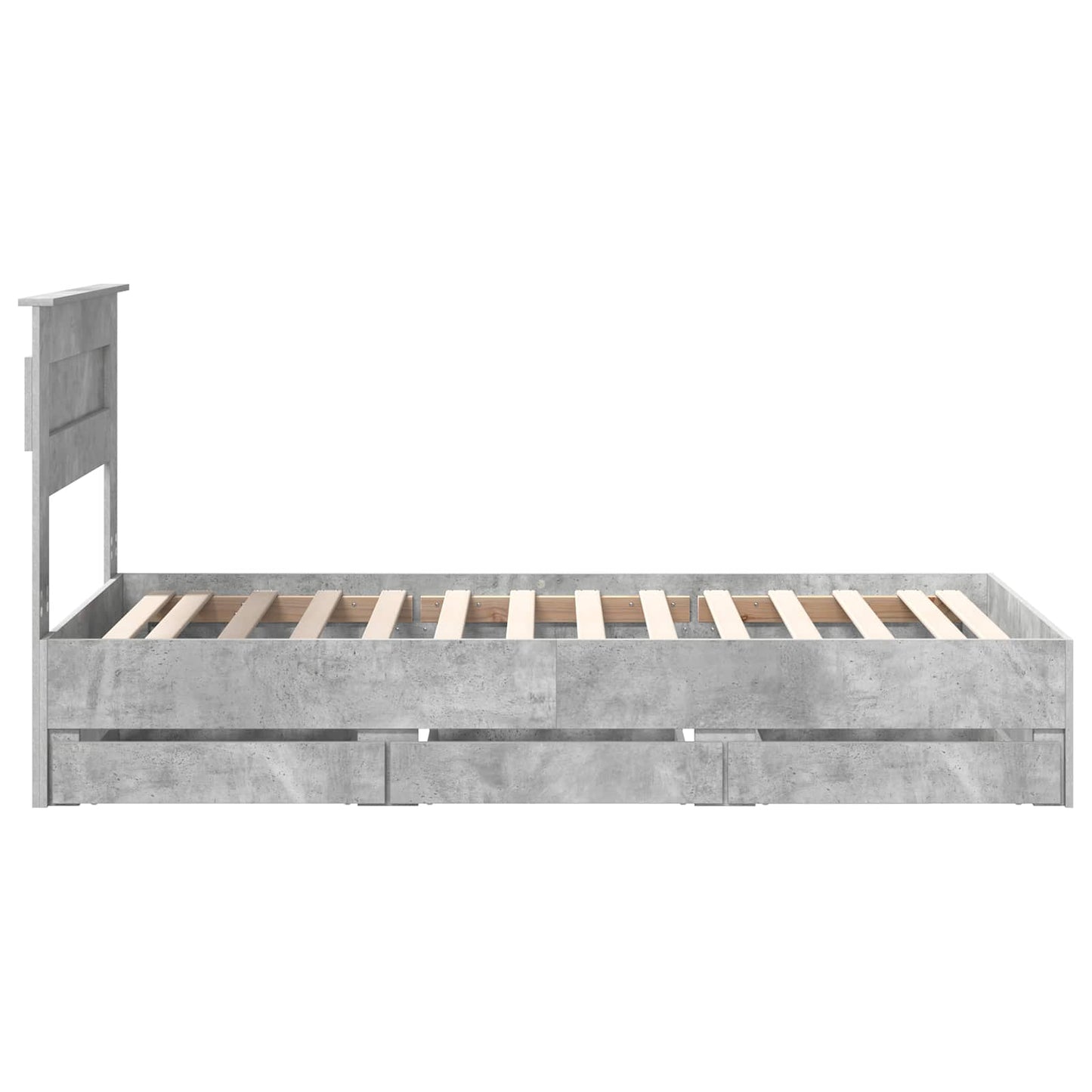 Struttura del letto con cassetto Grigio cemento 75 x 190 cm
