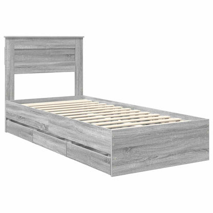 Struttura del letto con cassetto Grigio Sonoma 75 x 190 cm