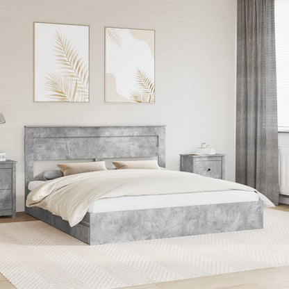 Letto con Contenitore con testiera Grigio cemento 200 x 200 cm | homemem39