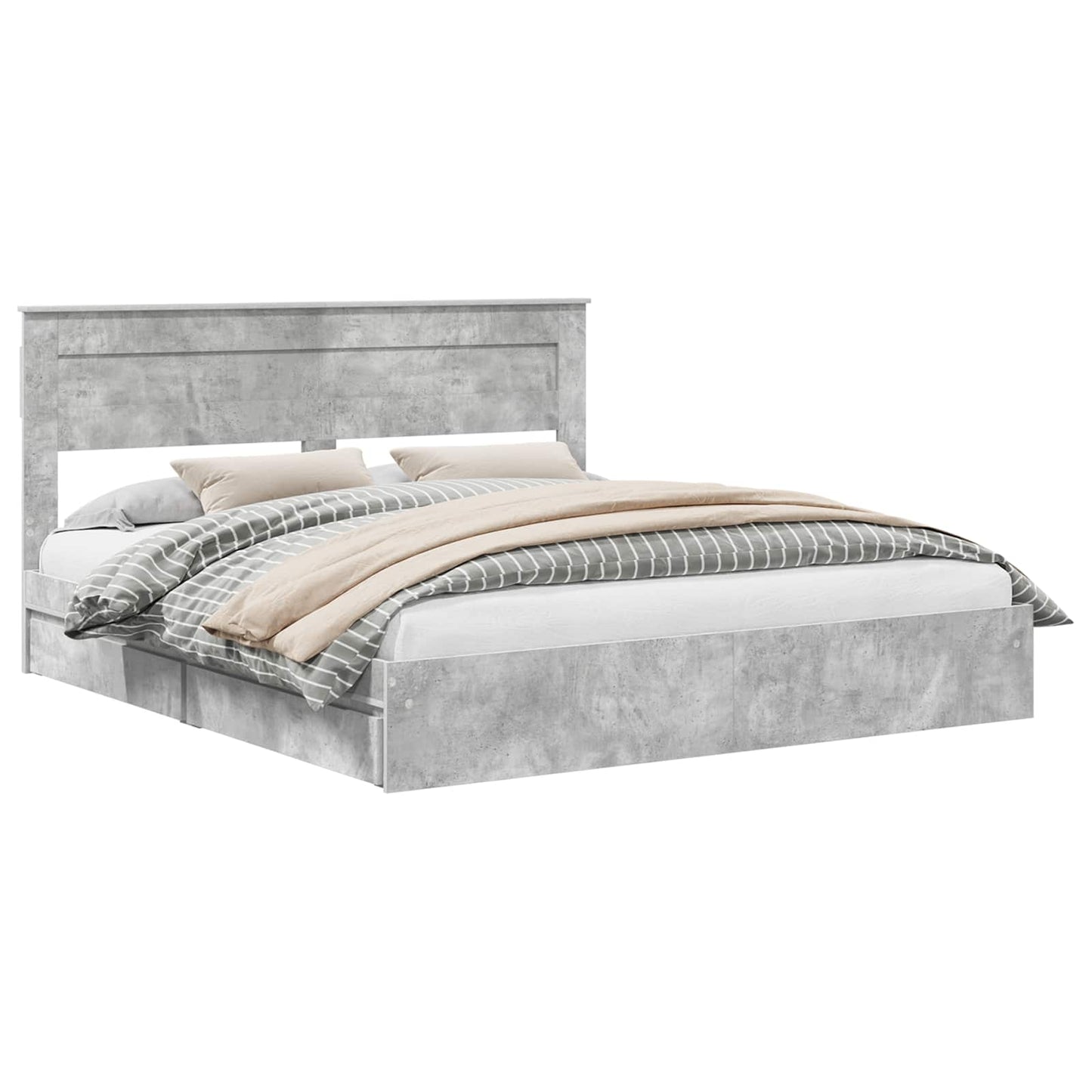 Letto con Contenitore con testiera Grigio cemento 200 x 200 cm | homemem39