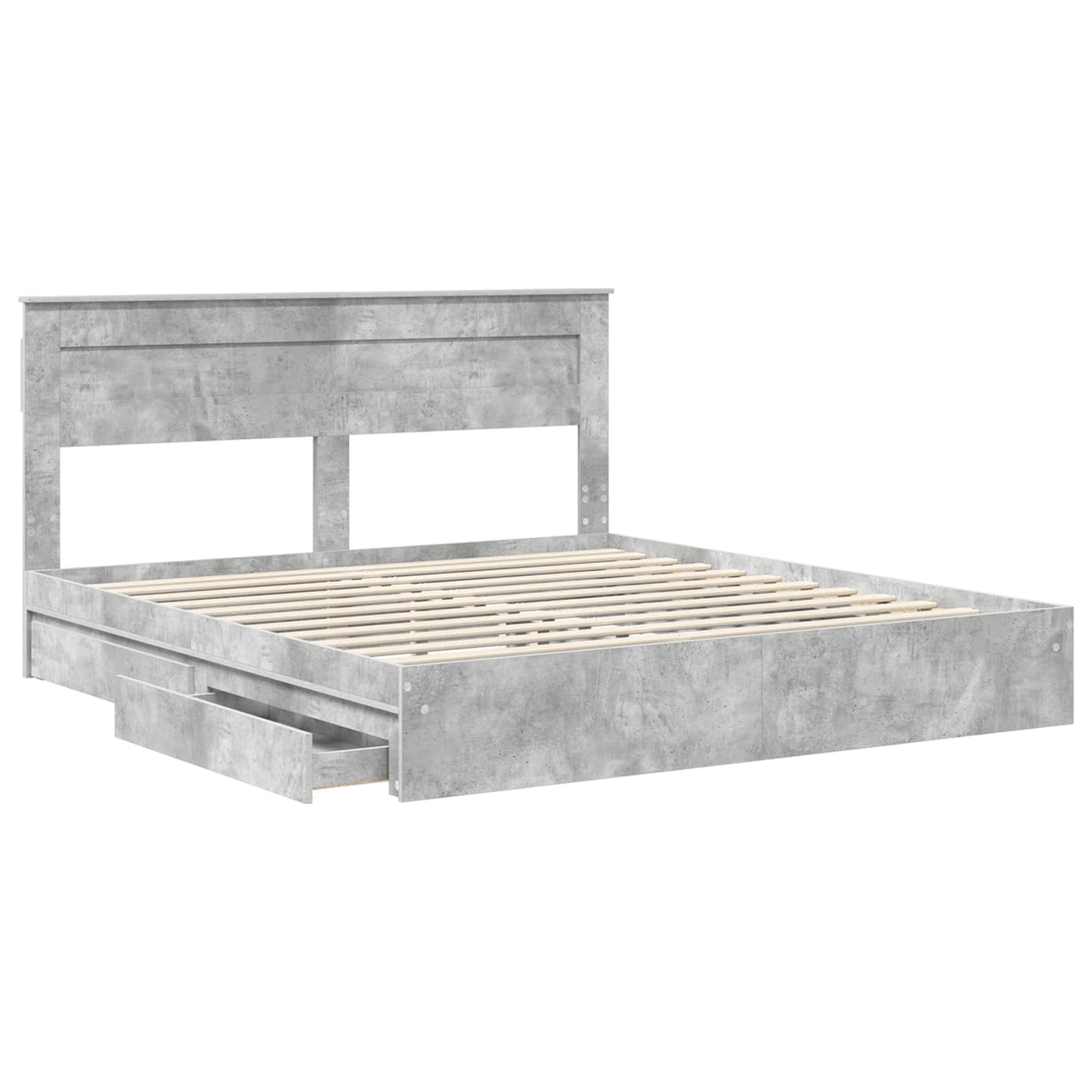 Letto con Contenitore con testiera Grigio cemento 200 x 200 cm | homemem39