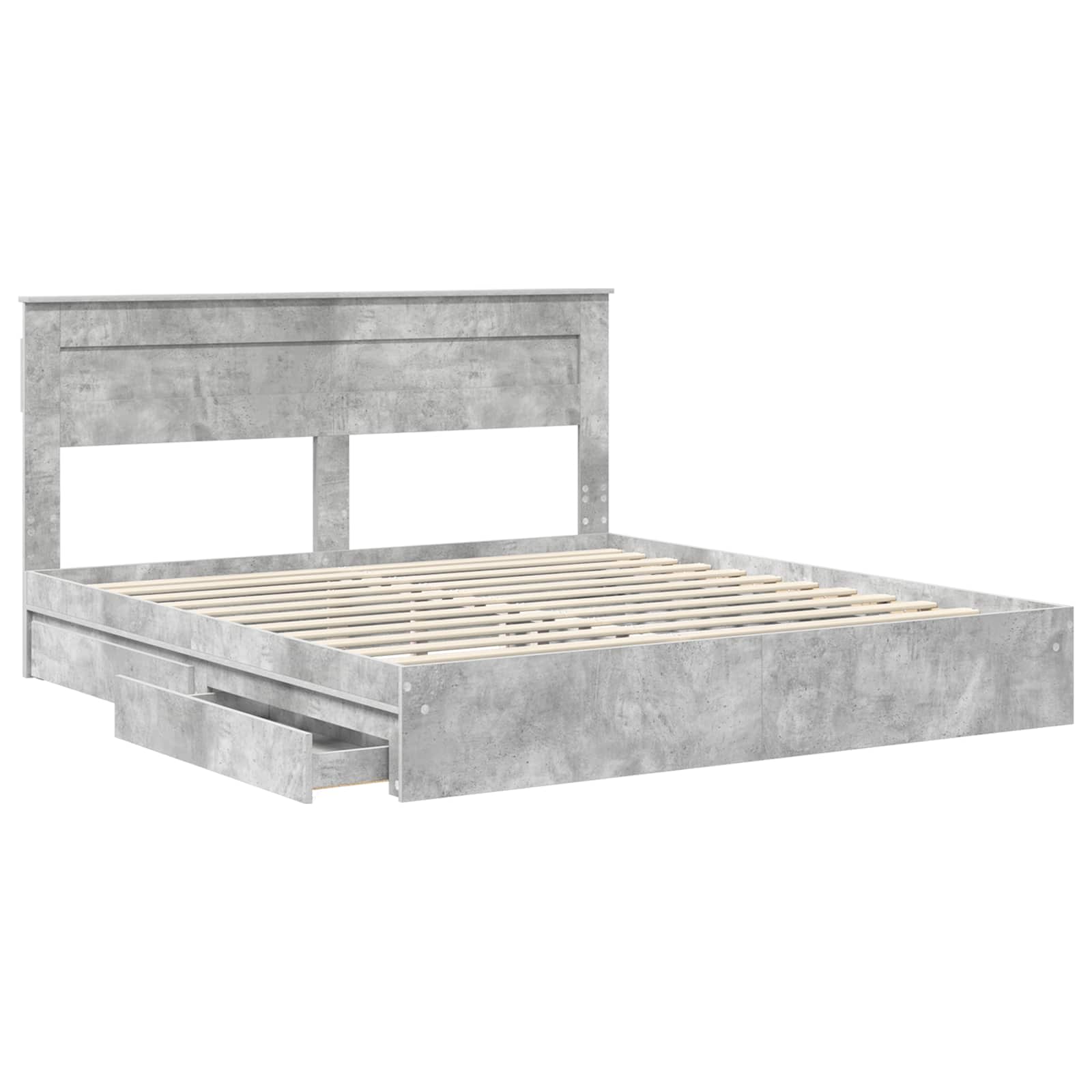 Letto con Contenitore con testiera Grigio cemento 200 x 200 cm | homemem39