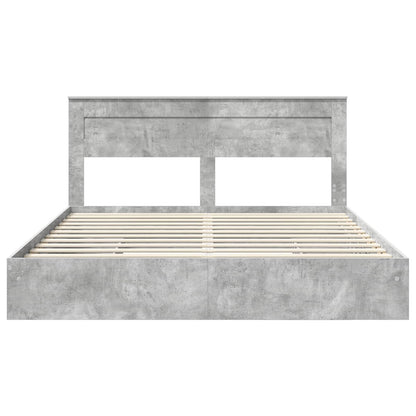 Letto con Contenitore con testiera Grigio cemento 200 x 200 cm | homemem39
