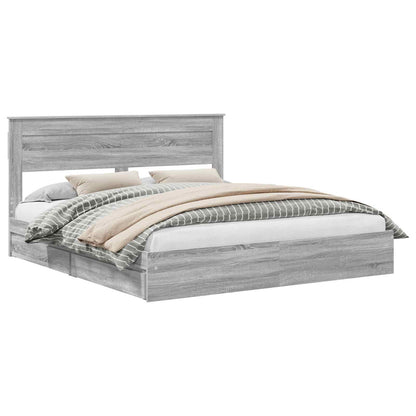 Letto con Contenitore con cassetto Grigio Sonoma 200 x 200 cm | homemem39