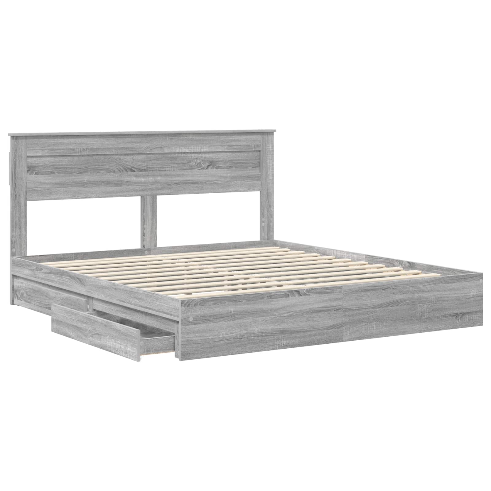 Letto con Contenitore con cassetto Grigio Sonoma 200 x 200 cm | homemem39