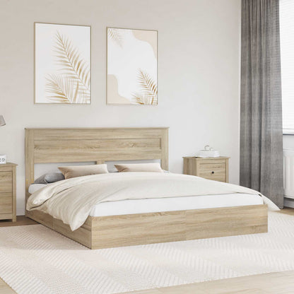 Letto con Contenitore con testiera Rovere Sonoma 180 x 200 cm | homemem39