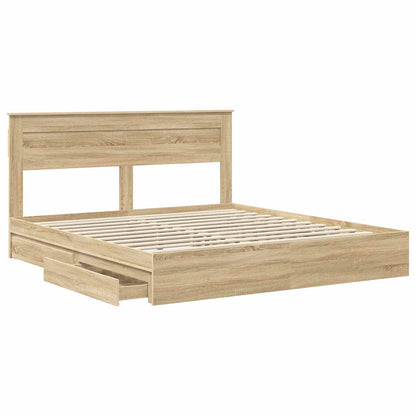 Letto con Contenitore con testiera Rovere Sonoma 180 x 200 cm | homemem39