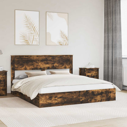 Letto con Contenitore con testiera Rovere fumé 180 x 200 cm | homemem39