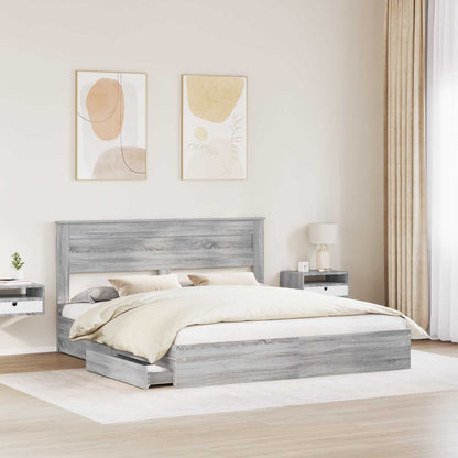 Letto con Contenitore con testiera Grigio Sonoma 180 x 200 cm | homemem39