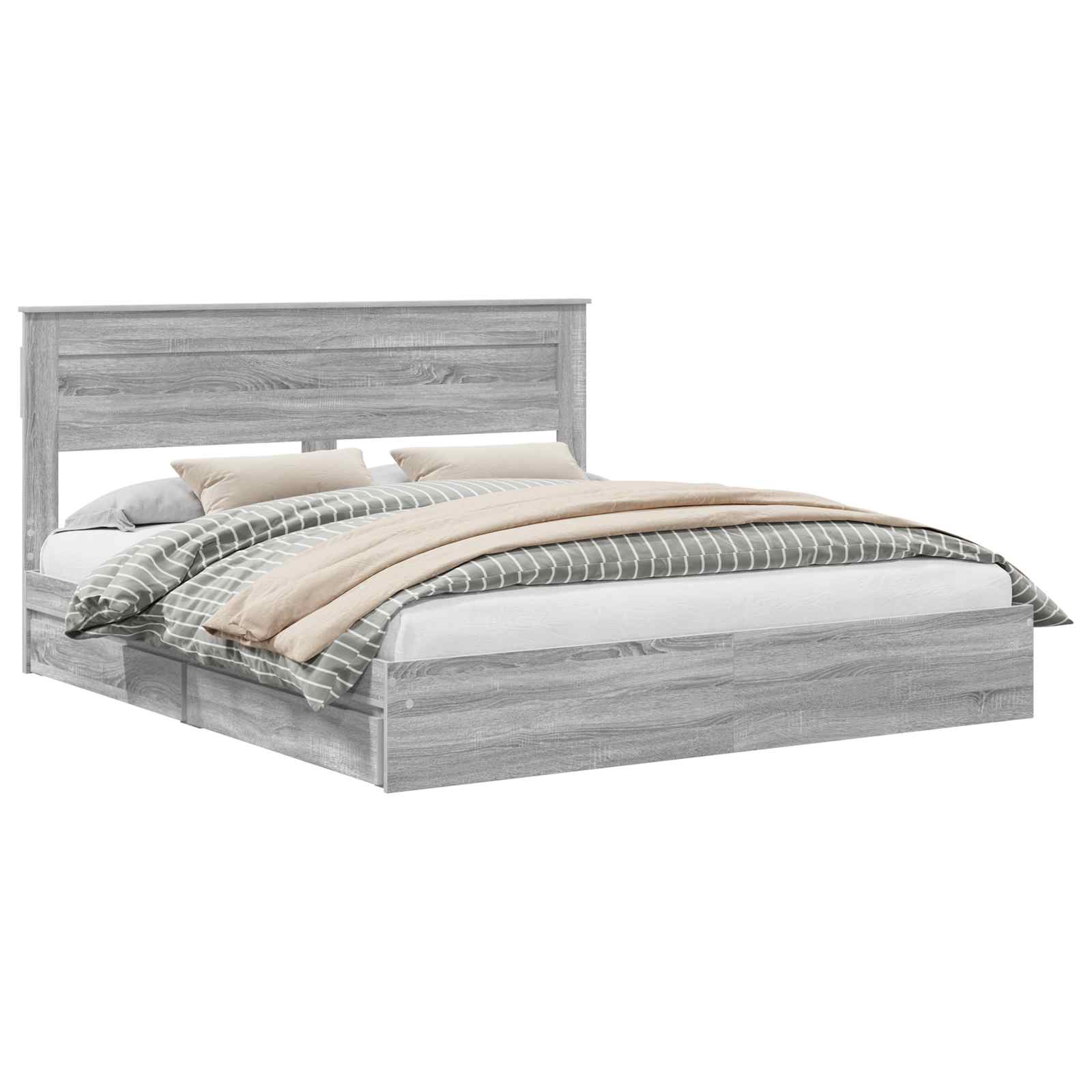 Letto con Contenitore con testiera Grigio Sonoma 180 x 200 cm | homemem39