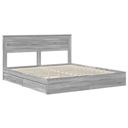 Letto con Contenitore con testiera Grigio Sonoma 180 x 200 cm | homemem39