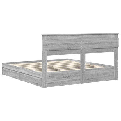 Letto con Contenitore con testiera Grigio Sonoma 180 x 200 cm | homemem39