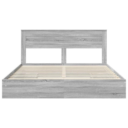 Letto con Contenitore con testiera Grigio Sonoma 180 x 200 cm | homemem39