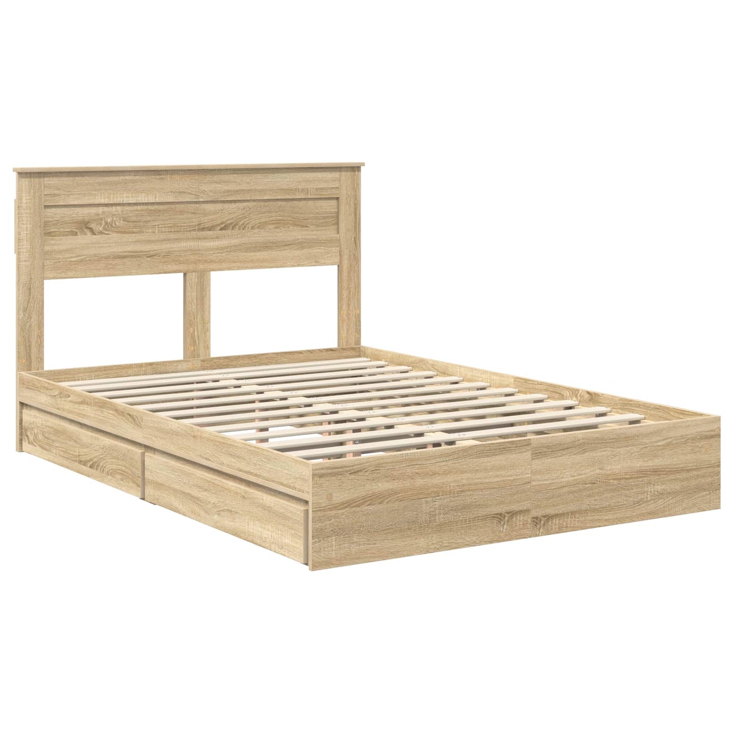 Letto con Contenitore con testiera Rovere Sonoma 160 x 200 cm | homemem39