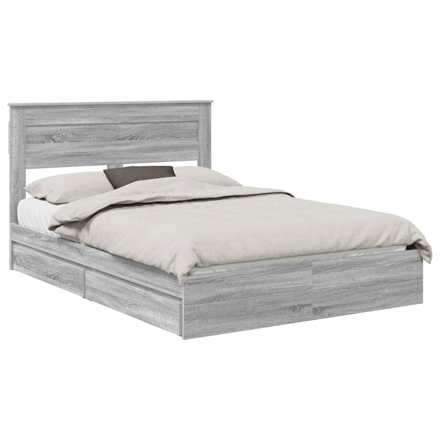 Letto con Contenitore con testiera Grigio Sonoma 160 x 200 cm | homemem39