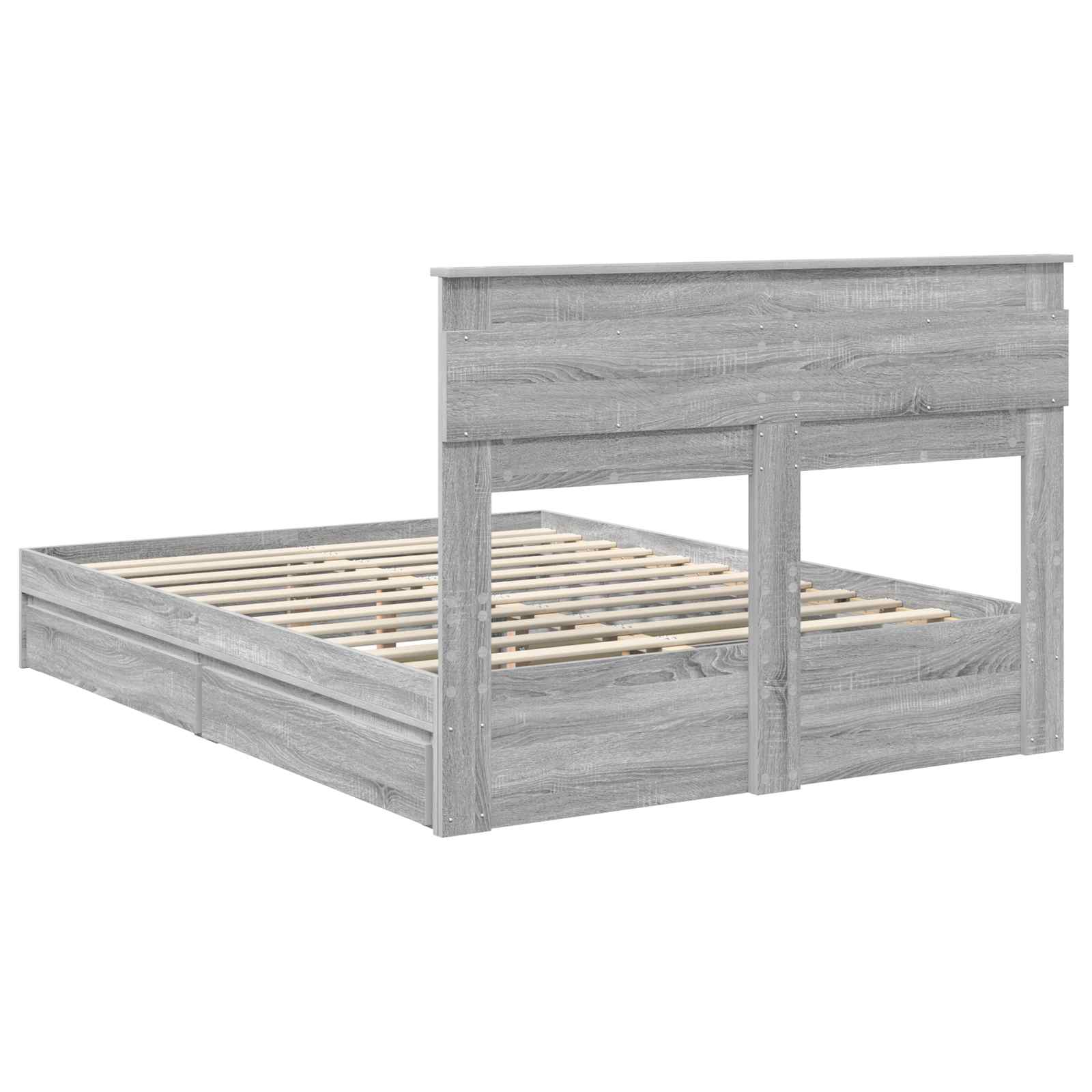 Letto con Contenitore con testiera Grigio Sonoma 160 x 200 cm | homemem39