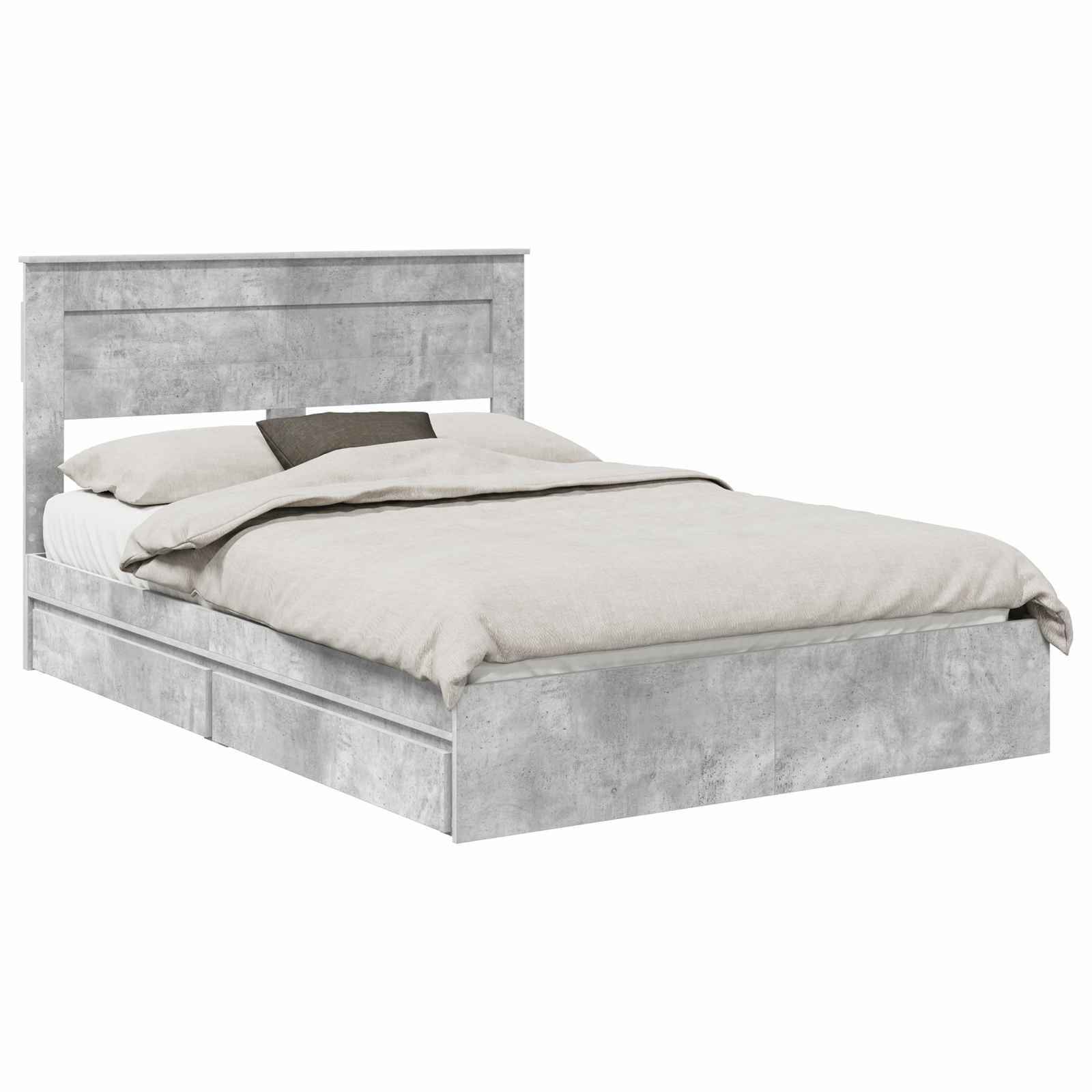 Letto con Contenitore con testiera Grigio cemento 150 x 200 cm | homemem39