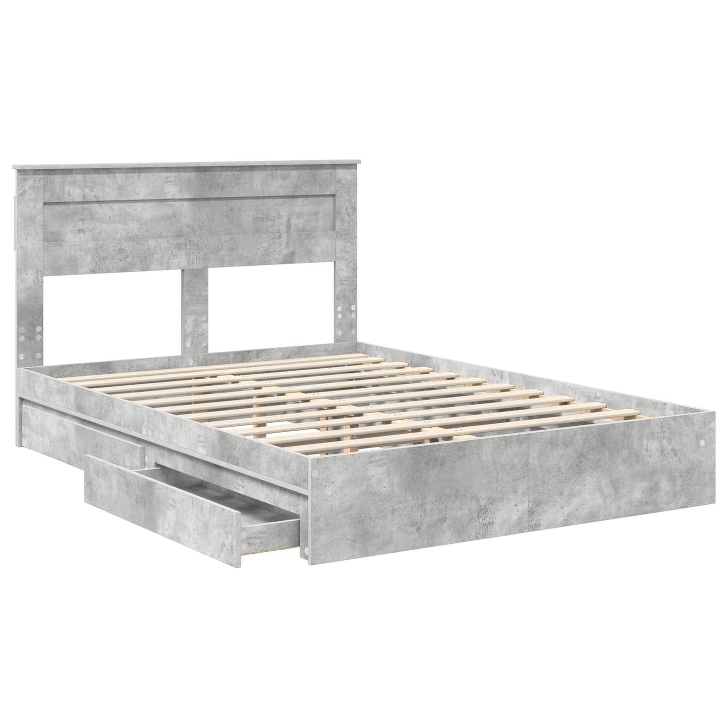 Letto con Contenitore con testiera Grigio cemento 150 x 200 cm | homemem39