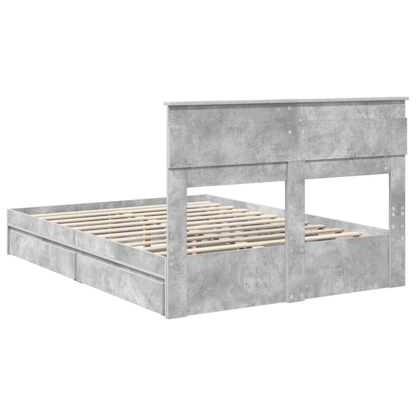 Letto con Contenitore con testiera Grigio cemento 150 x 200 cm | homemem39