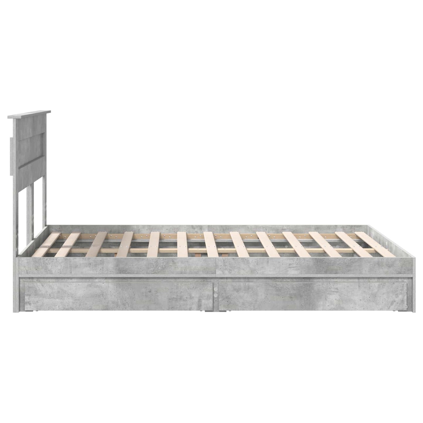 Letto con Contenitore con testiera Grigio cemento 150 x 200 cm | homemem39
