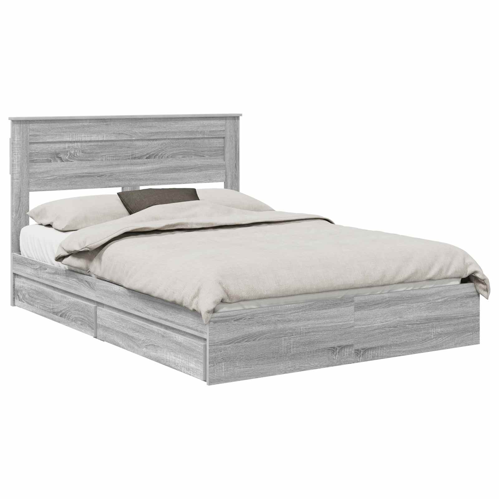 Letto con Contenitore con testiera Grigio Sonoma 150 x 200 cm | homemem39