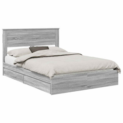 Letto con Contenitore con testiera Grigio Sonoma 150 x 200 cm | homemem39