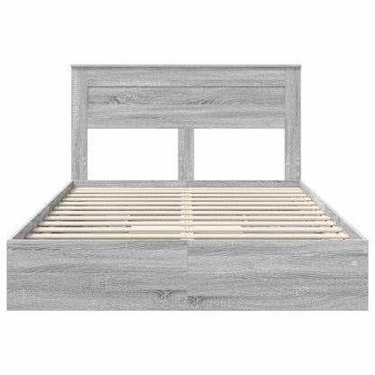 Letto con Contenitore con testiera Grigio Sonoma 150 x 200 cm | homemem39