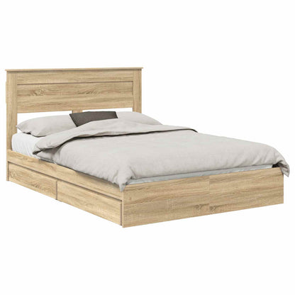 Letto con Contenitore con testiera Rovere Sonoma 140 x 190 cm | homemem39