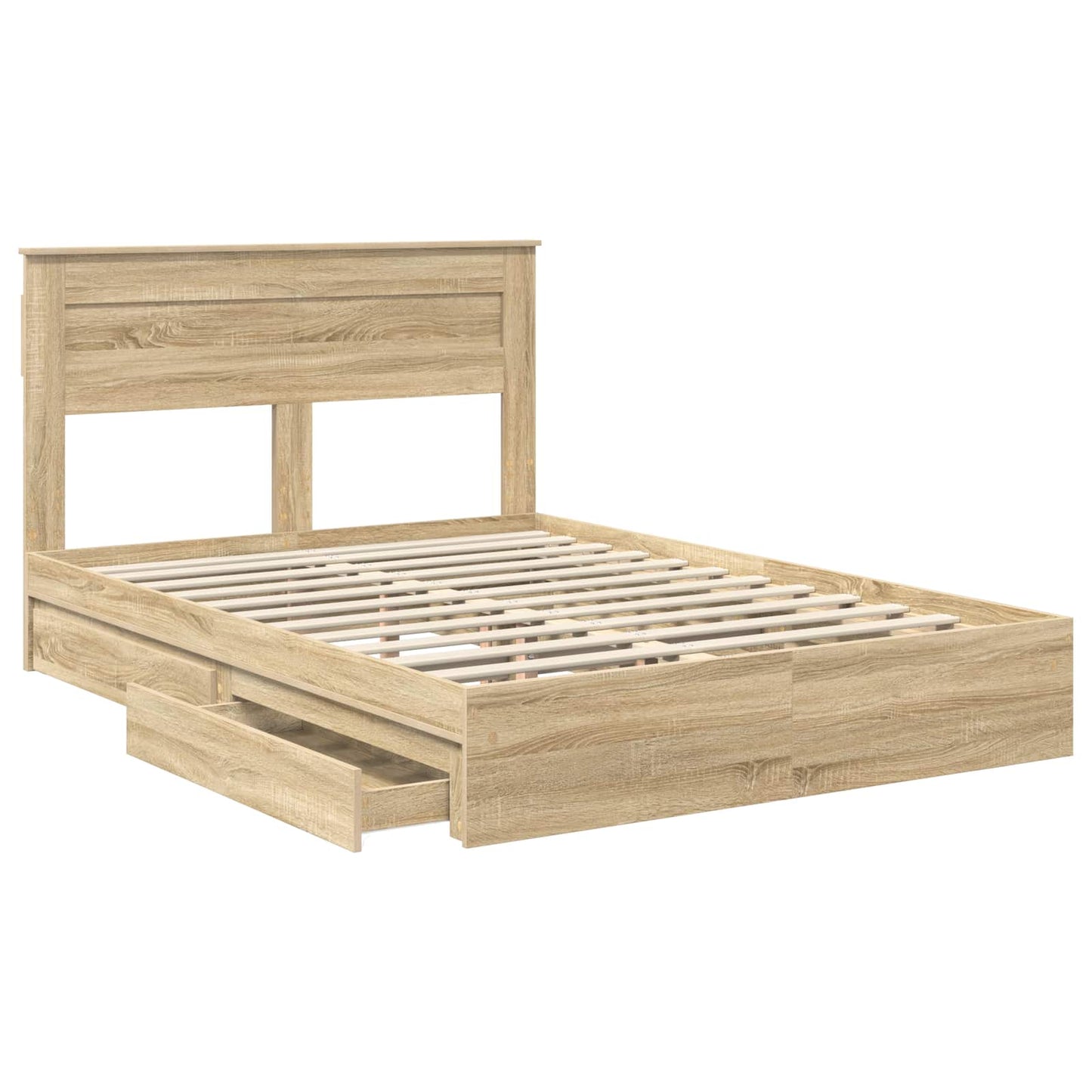 Letto con Contenitore con testiera Rovere Sonoma 140 x 190 cm | homemem39