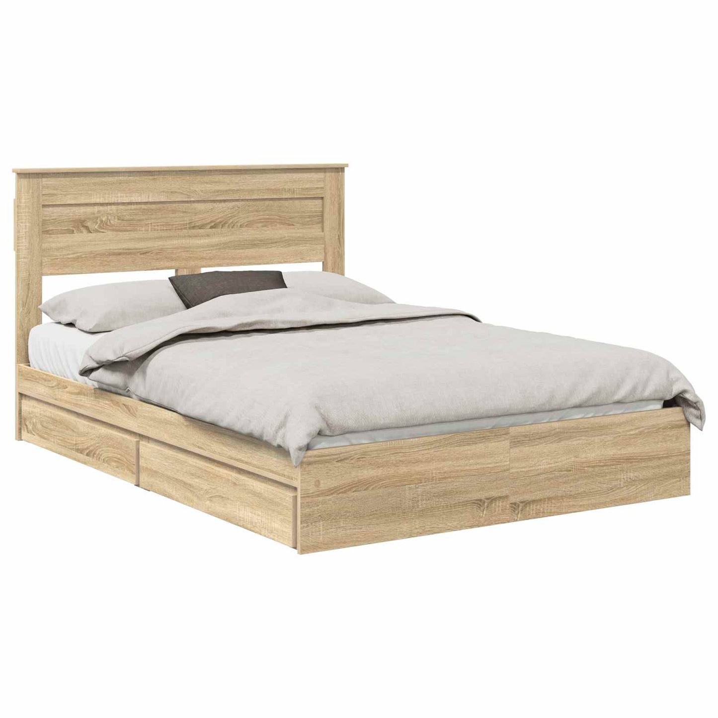 Letto con Contenitore con testiera Rovere Sonoma 140 x 200 cm | homemem39