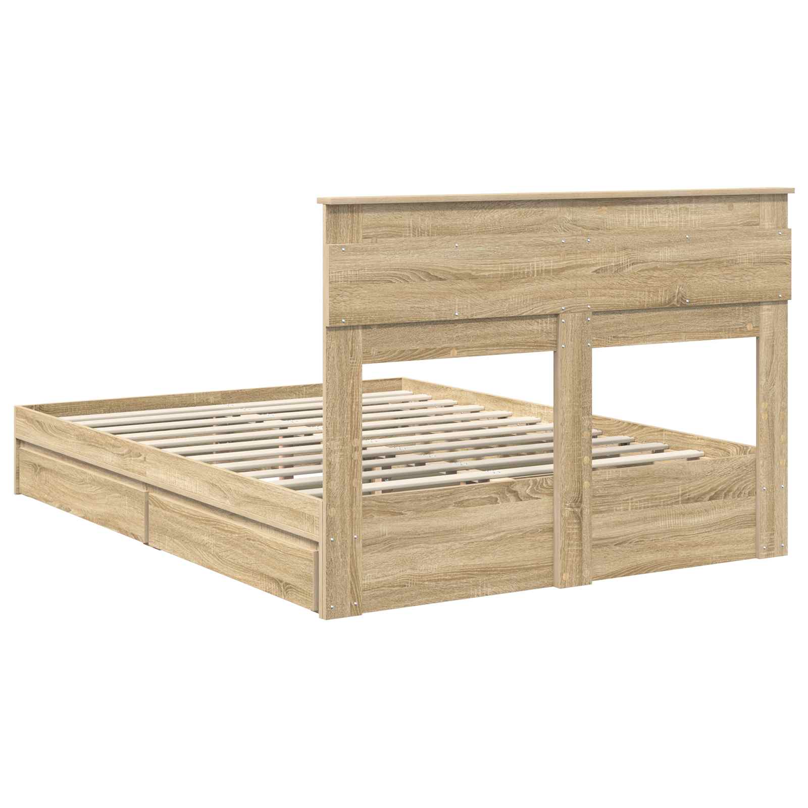 Letto con Contenitore con testiera Rovere Sonoma 140 x 200 cm | homemem39