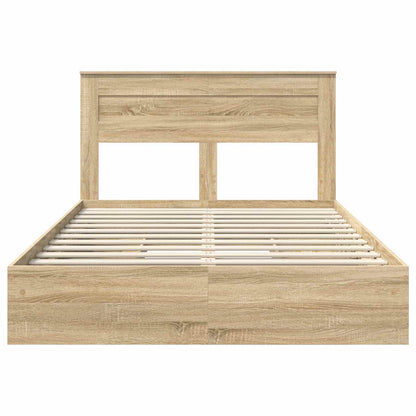 Letto con Contenitore con testiera Rovere Sonoma 140 x 200 cm | homemem39