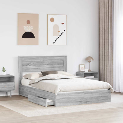Letto con Contenitore con testiera Grigio Sonoma 140 x 200 cm | homemem39