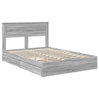 Letto con Contenitore con testiera Grigio Sonoma 140 x 200 cm | homemem39