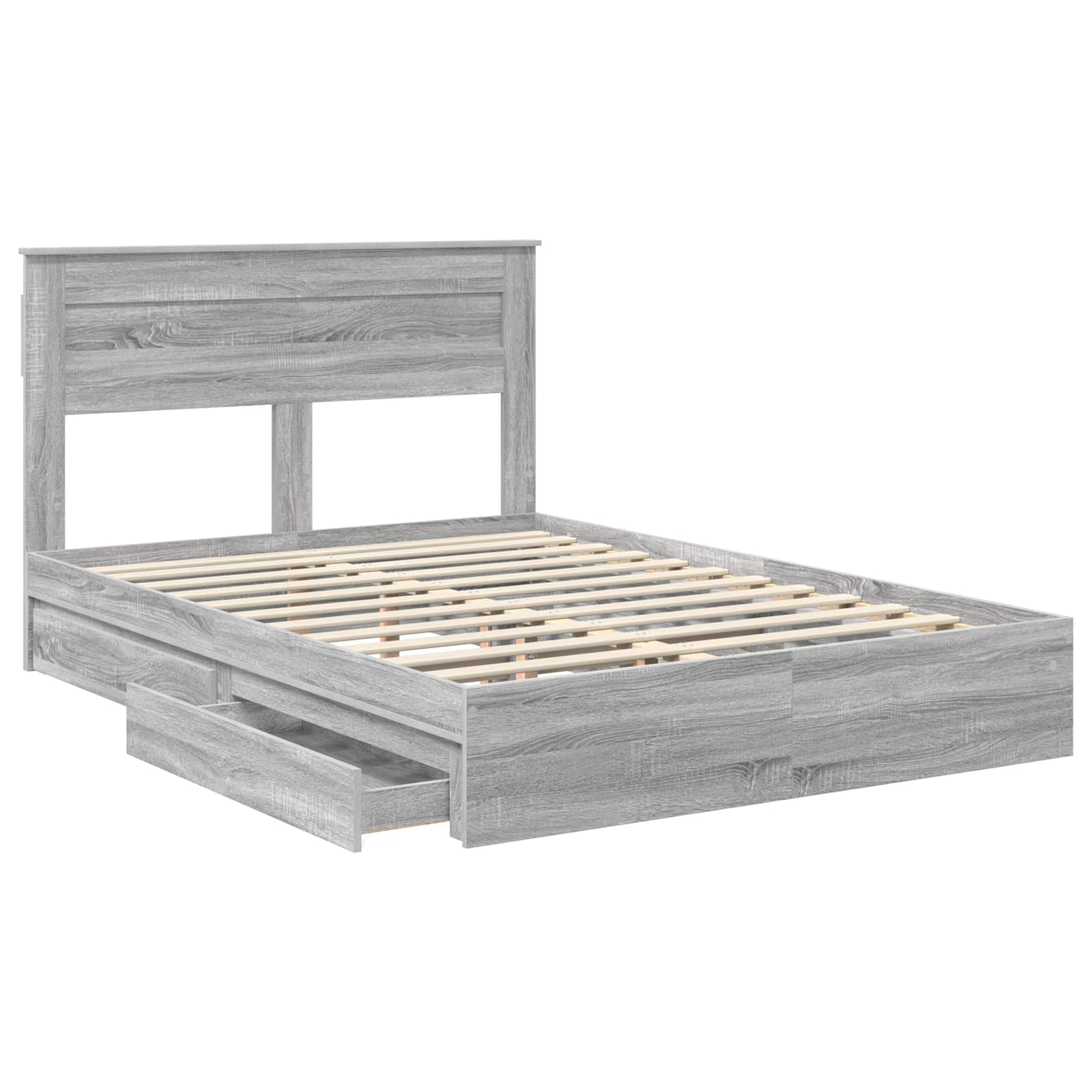 Letto con Contenitore con testiera Grigio Sonoma 140 x 200 cm | homemem39