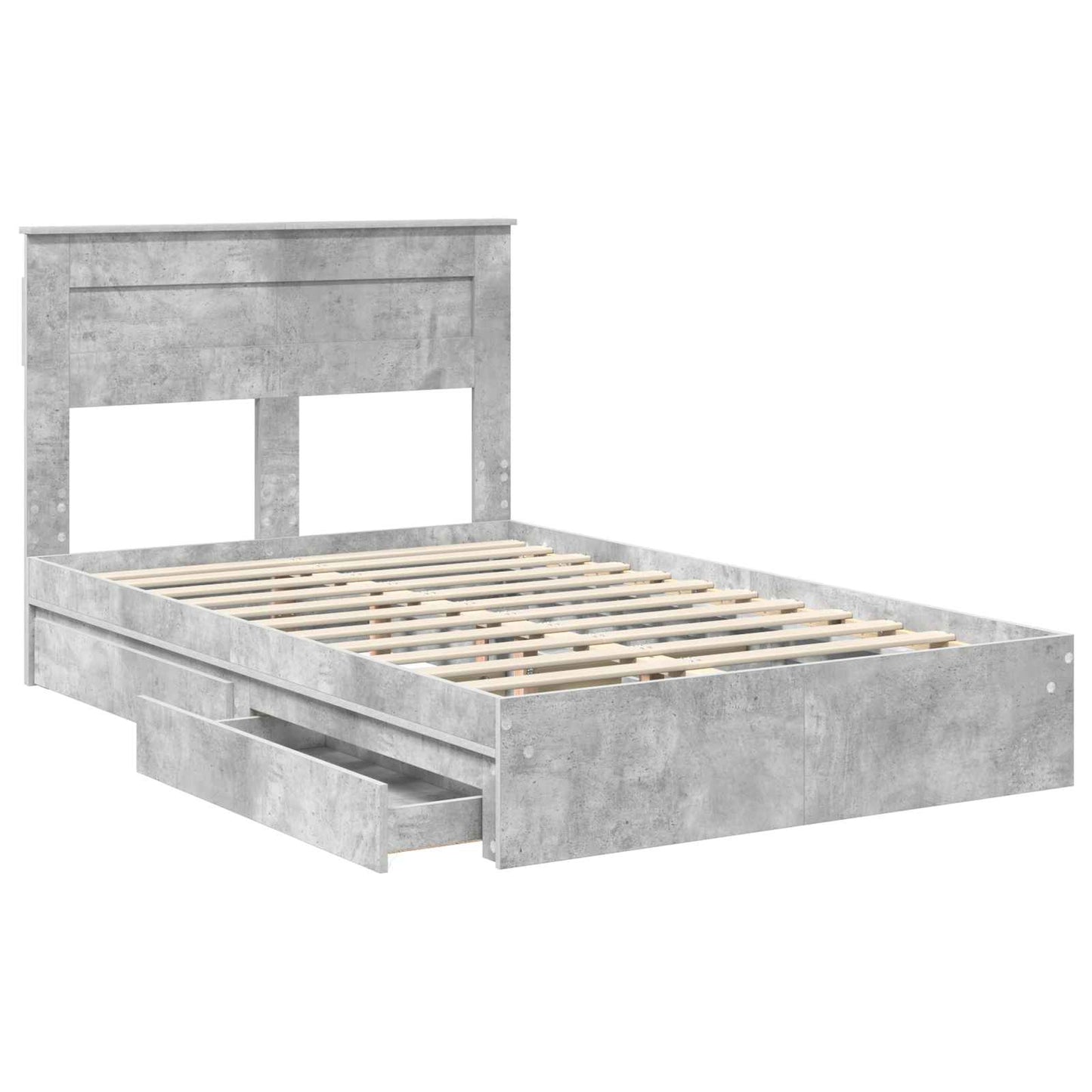 Letto con Contenitore con testiera Grigio cemento 135 x 190 cm | homemem39