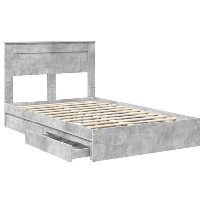 Letto con Contenitore con testiera Grigio cemento 135 x 190 cm | homemem39