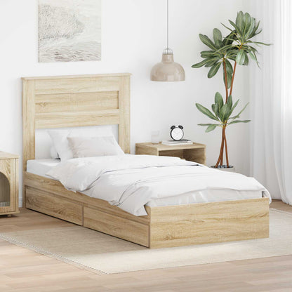 Letto con Contenitore con testiera Rovere Sonoma 100 x 200 cm | homemem39