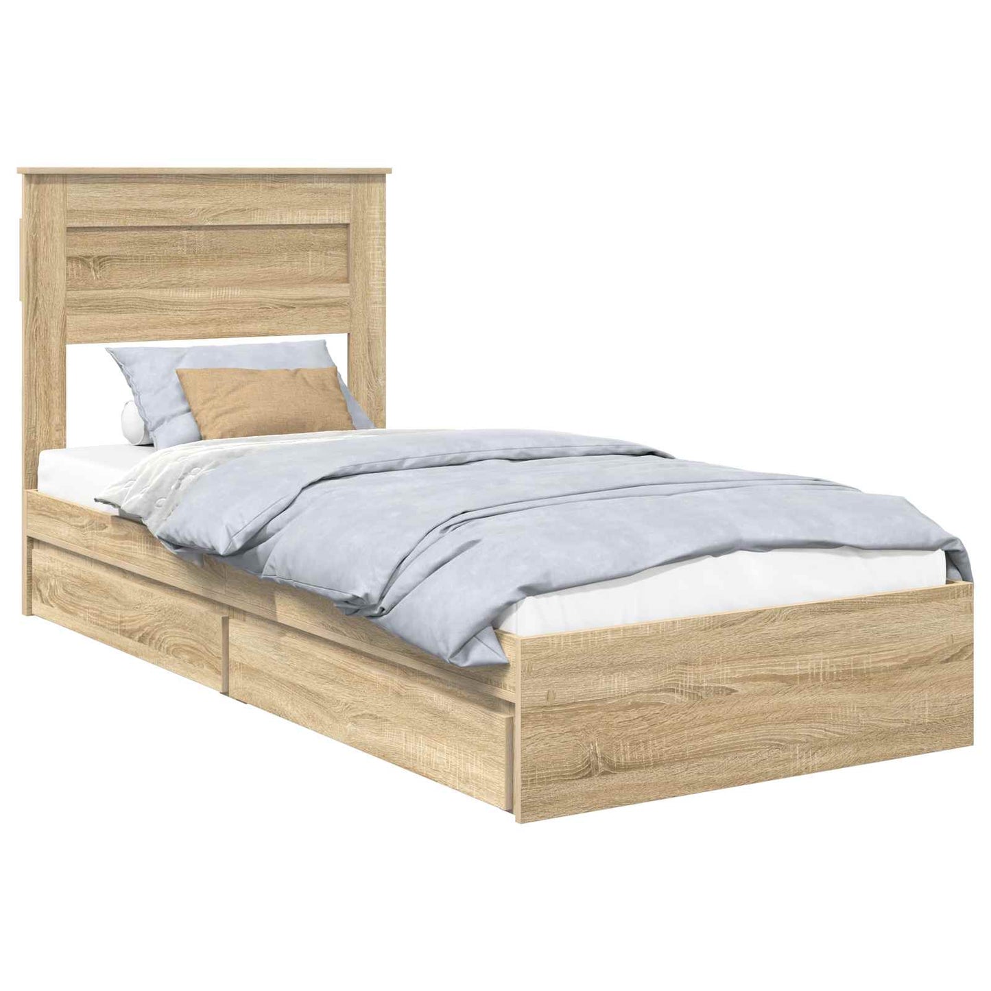 Letto con Contenitore con testiera Rovere Sonoma 100 x 200 cm | homemem39